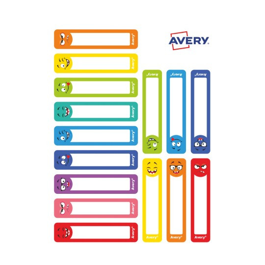 Naklejki na przybory do pisania 50x10 30szt buźki RESMI30S Avery